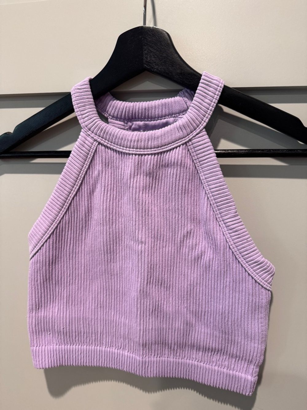 aerie Lavender Ribbed Halter Tank Cropped
